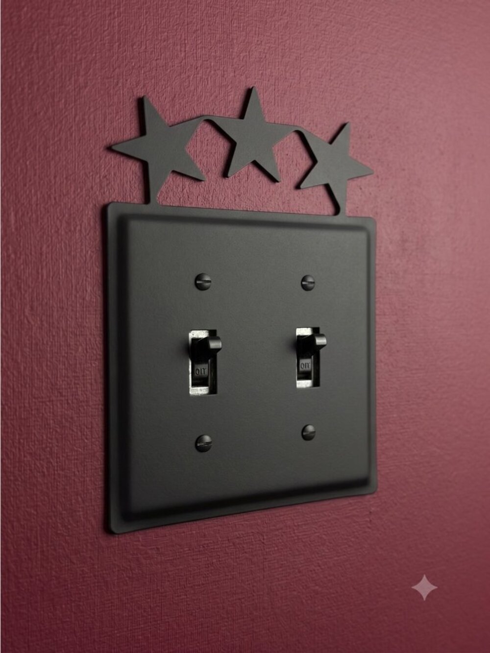 NEW Triple Star Wrought Iron 2 Gang Toggle Switch  wall plate (no hardware)